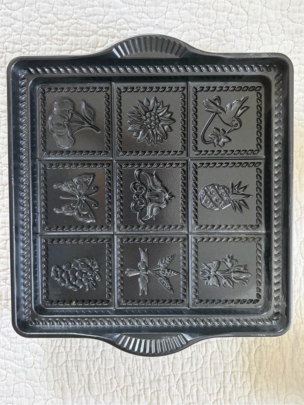 Nordic Ware USA Shortbread Cookie Pan Square Garden Design 9" x 9"